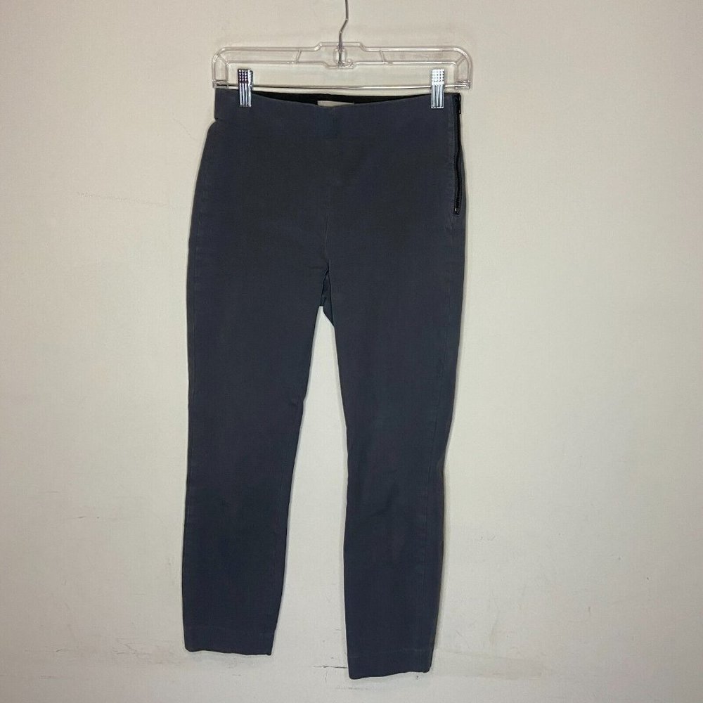 Everlane Womens 2 Skinny Leg Crop Pant Gray Cropped Elastic Waist Side Zip Crop